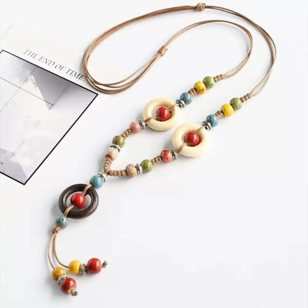 Vintage Bohemian Long Sweater Necklace Asymmetric Geometric Bohemian Necklace for Girls