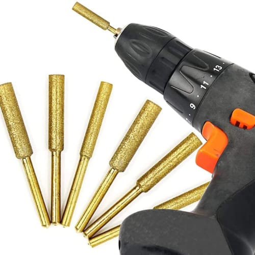 Ahvqevn 10-Piece Electric Chainsaw Sharpening Stone, Deburring File, Titanium-Plated Diamond Sharpening Stone (4.0mm)