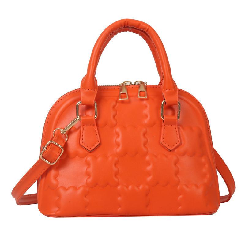 2023 New Fashion Embossed Shell Shoulder Bag Street Trendy Pu Handbag Retro Clamshell Bag оранжевый