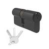 BBDHOME Security Wooden Door Aluminum Shell Brass Core 3 Brass Keys 70mm(35-35) Black Double Open Lock Cylinder