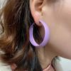 European and American fashion, commuter style, sophisticated earrings, fresh green spray paint, simple geometric circle silver needle earrings for