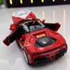 1:32 Ferrari SF90 Sportwagen, Modellauto aus Metallguss mit Sound, Licht und Rückziehfunktion, Sammlerstück, Geschenk