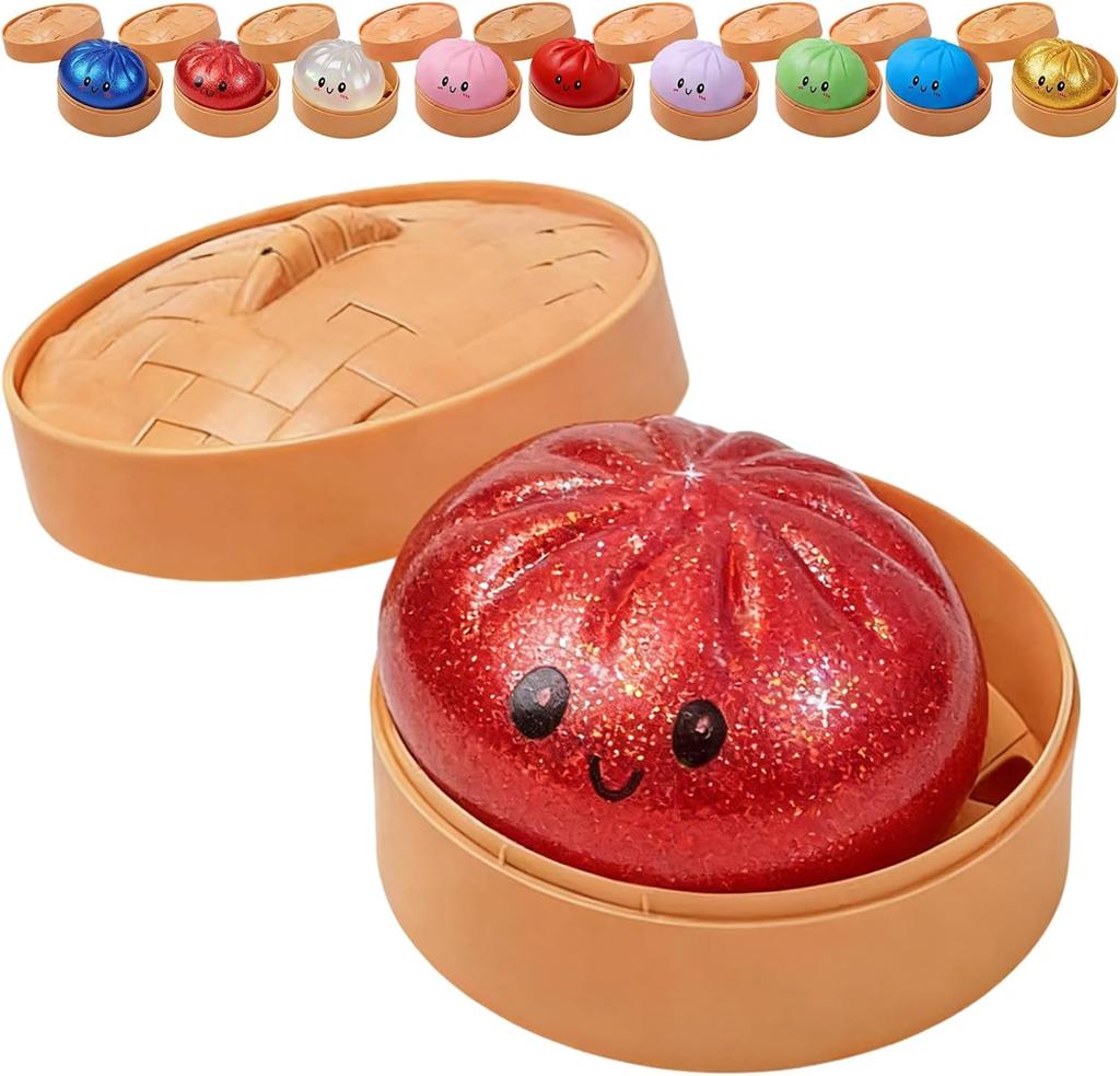 A2027Glitter Dumpling Glitter Dumpling Squishy With Box Dumplings Sensory Squeeze Toy For Stress Relief