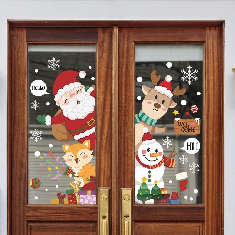 Static UV Merry Christmas Decoration Glass Window Door Wall Sticker Living Room Decoration Wall Stickers