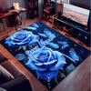 1PC Custom Name Blue Roses Butterflies Theme Floor Mat Ideal for Living Room, Game Rooms, Office, Bedroom, Office Floor Mat , Floor Mats for Home