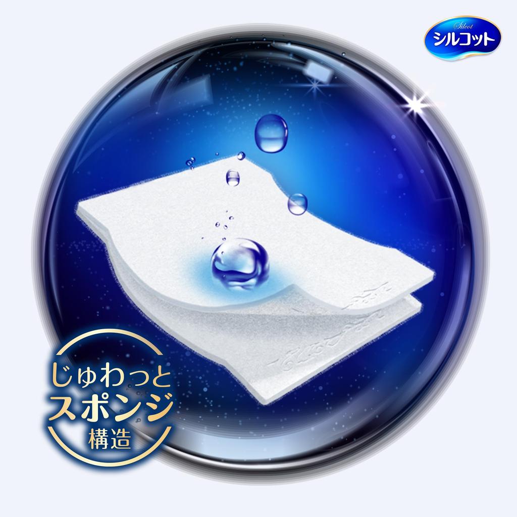 Silcot Cotton Moisturizing Cotton with a Sponge 40 sheets x 6 Unicharm Structure, packs,