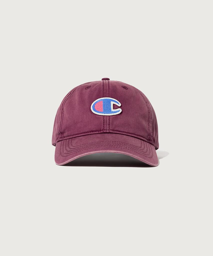 CHAMPION Big C Logo Washed Ball Cap Burgundy