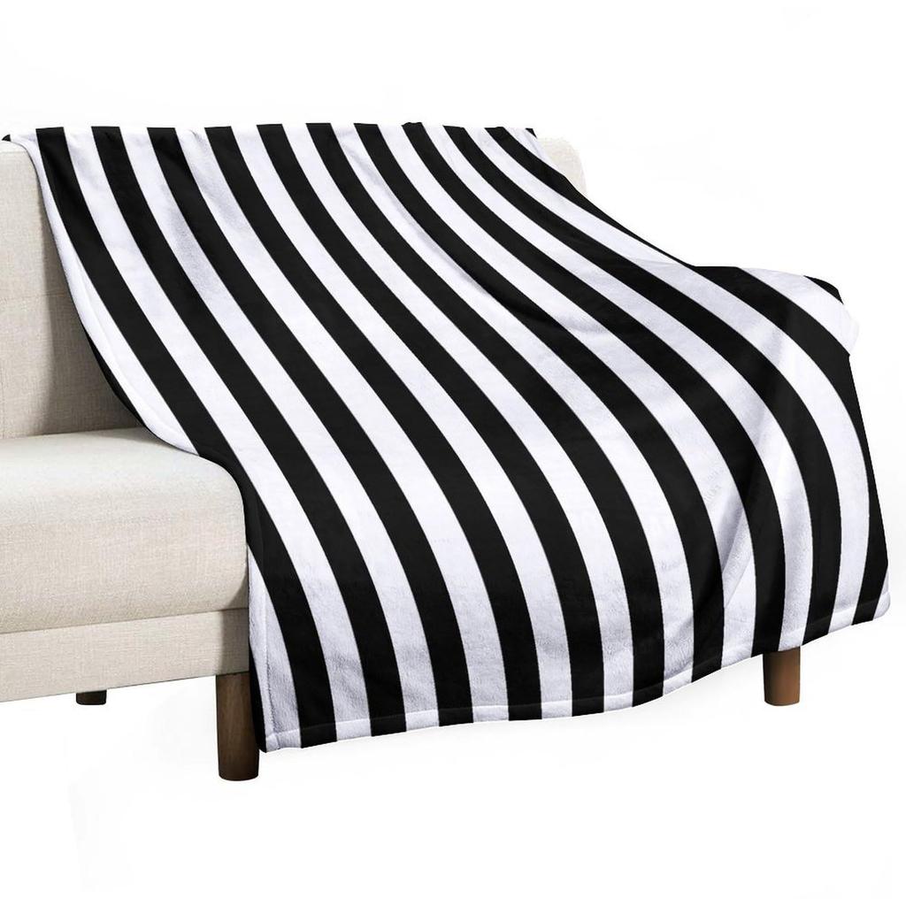 Schwarz-Weiß-gestreifte Decke Flanelldecke Lässige Nickerchen-Kleine Decke Geschenkdecke