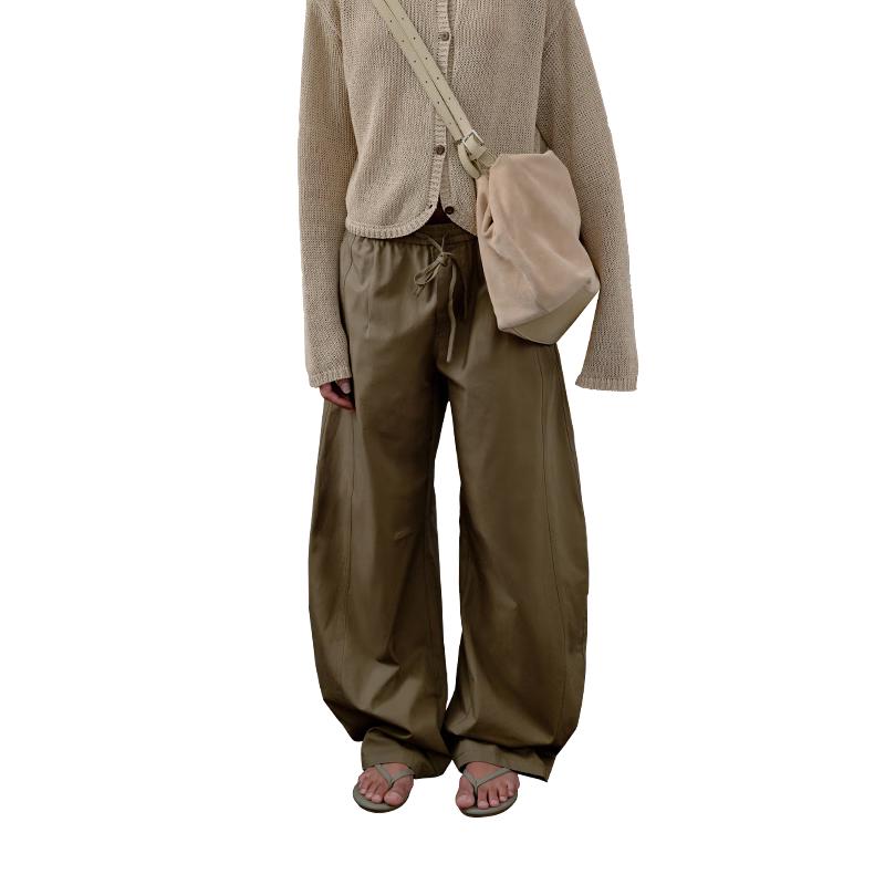 

GREEN BELT Women s Modal Cotton Drawstring Wide-Leg Cargo Pants M