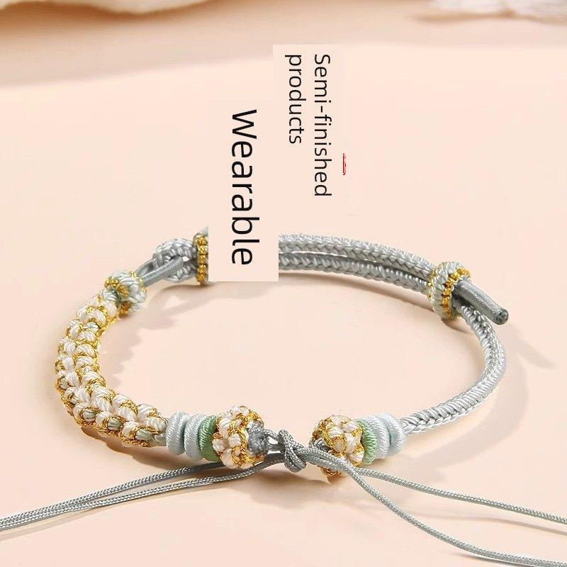 

Ремешок для переноски Полуфабрикаты Ручной вязки Браслет «Цветущий персик» Сделай сам Мелкоапертурная фурнитура Бусины для нанизывания Нить Монеты пяти императоров династии Цин Bvalley-Removable -14-18cm