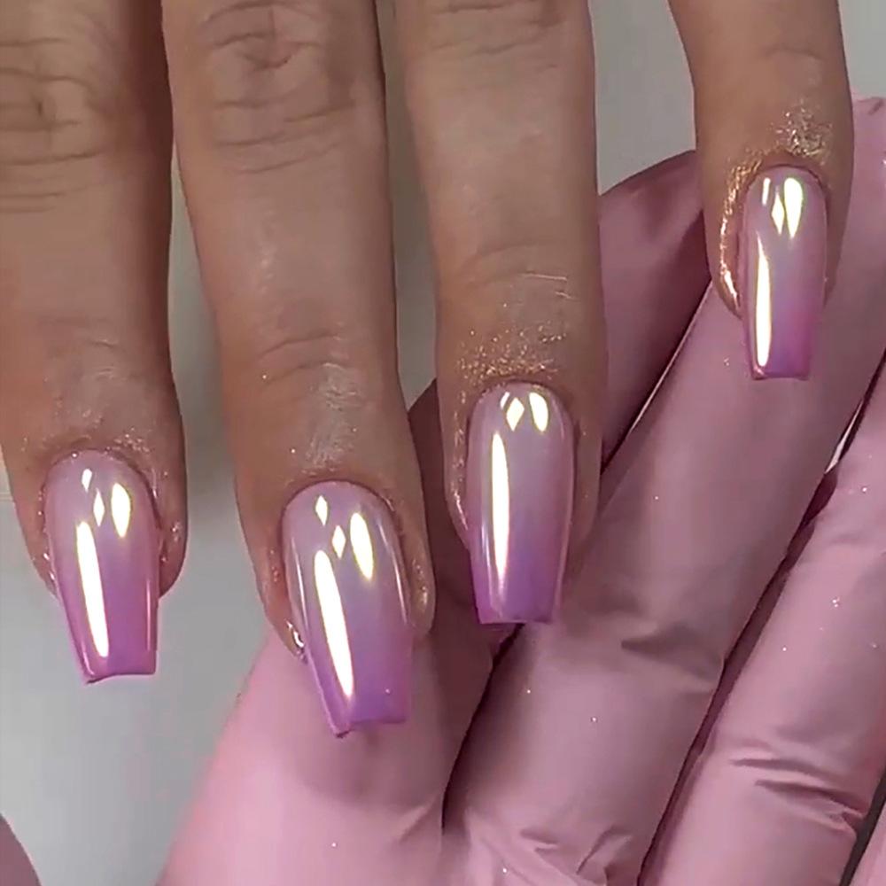 24Pcs French Fake Nails with Jelly Glue Mid-length Gradient White False Nail Wearable Square Head Press on Nails Full Nail Tips