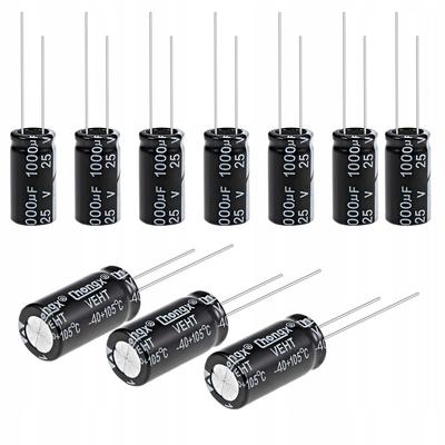 Kondensator Elektrolityczny Low ESR 1000uF 25V – Wysoka Efektywność | Wymiary 10x20mm | Zakres Temperatur -40°C ÷ +105°C