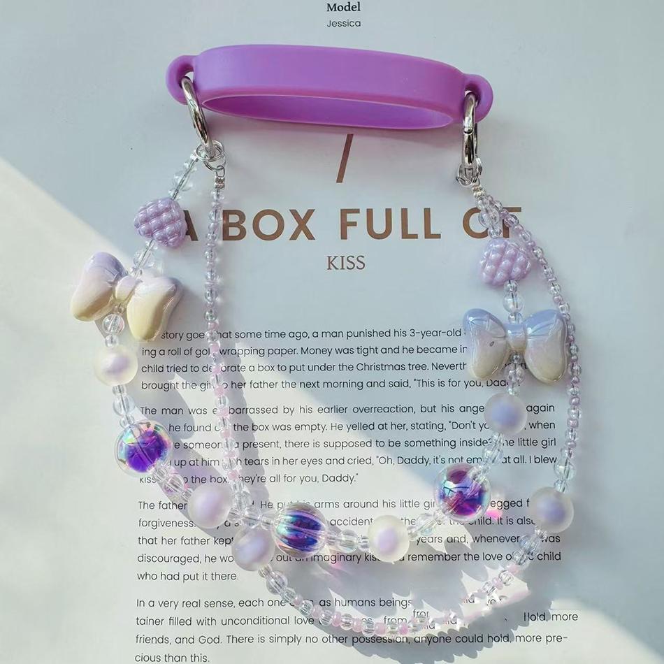 Water Bottle Handle Strap For Stanley Cup 30oz/40oz Portable Cute Crystal Cup Set 6-10cm Silicone Sling Thermos Cup Accessories