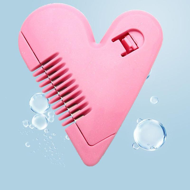 Pink Mini Hair Trimmer Love Heart Shape Hair Cutting Comb Body Hair Removal Pubic Hair Brushes With Blades