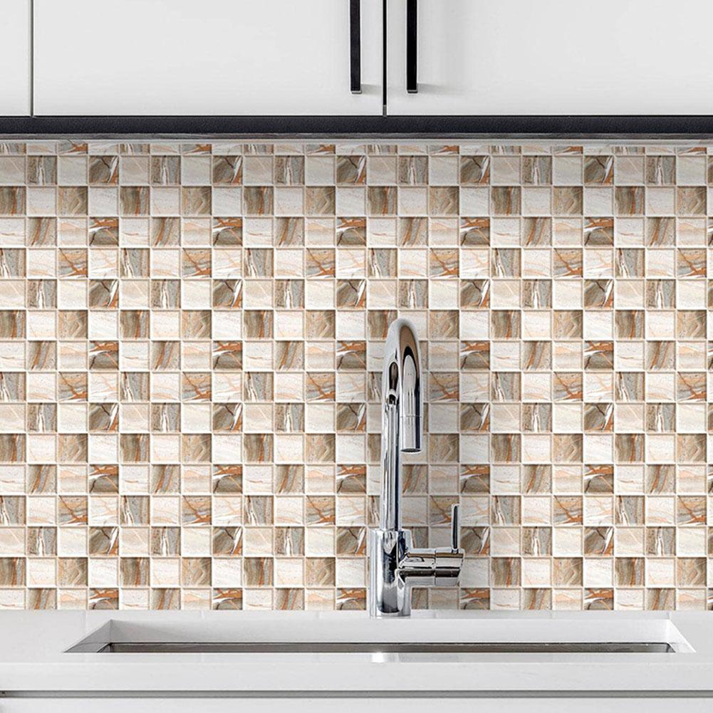 Set of 10 Waterproof PVC Tile Stickers Decorative for Kitchen and Bathroom Walls 10*10cm Size Easy to Maintain and Apply