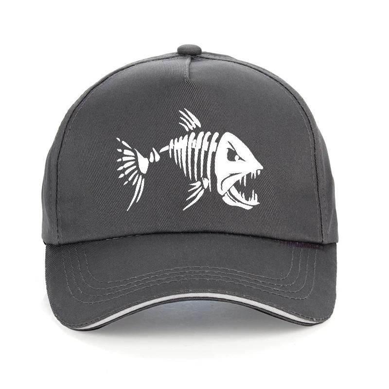 Unisex Outdoor Fishing Cap Fishing Hat Baseball Golf Hunting Cap with Cartoon Fish Bones Snapback Hat