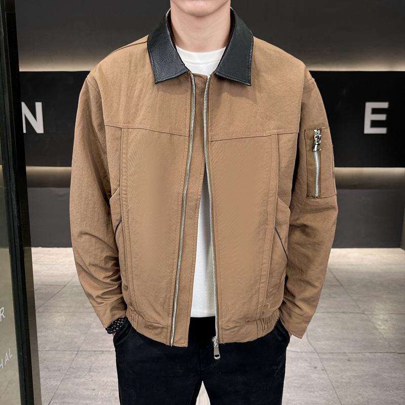 New Autumn Jacket Men's Colored Lapel Anti-cotton Outdoor Plus Fat Plus Fat