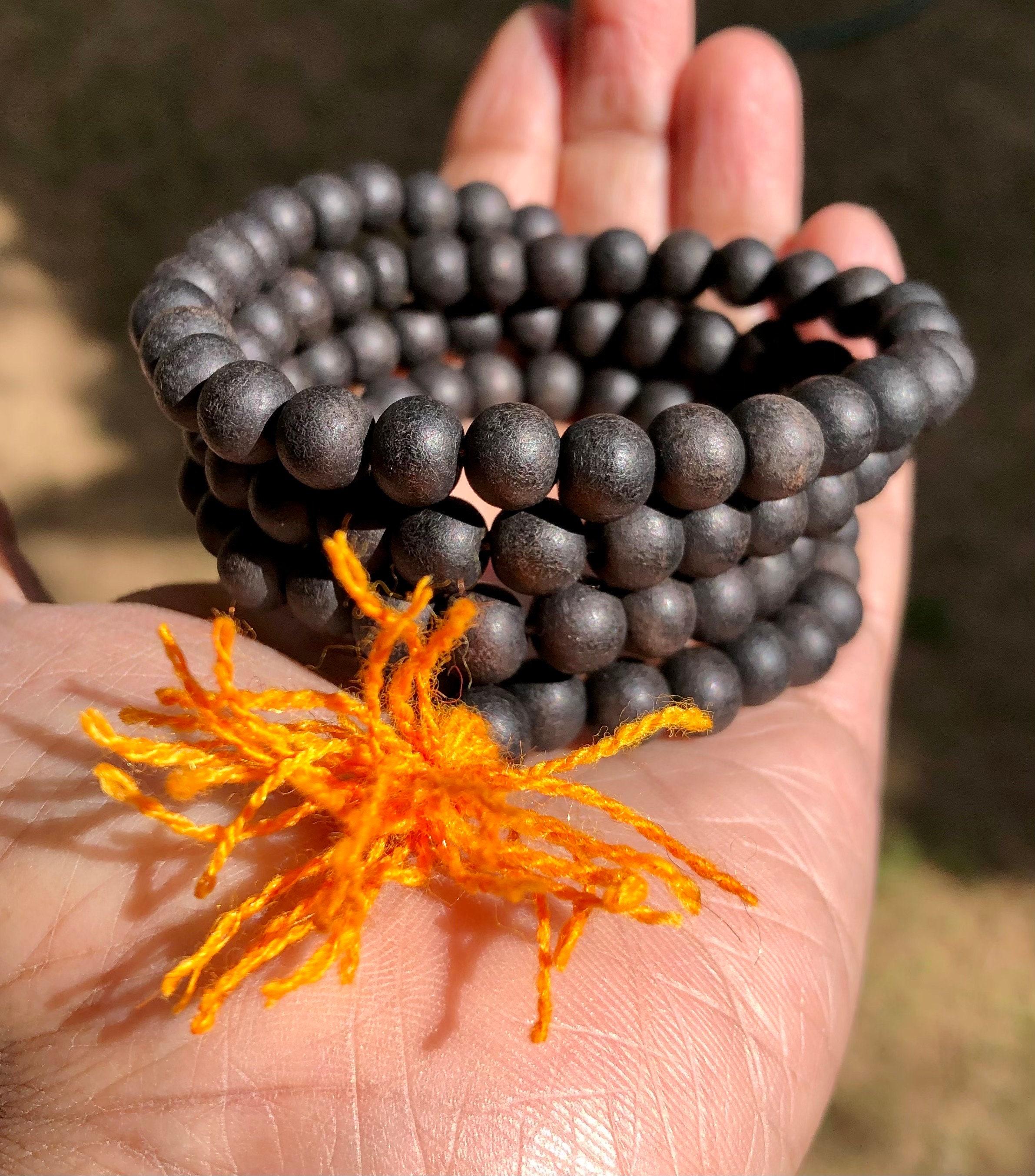 Original Ebony Wood 108+1 Beads 8 mm, Natural Karungali Malai Mala ROSARY, Indian Origin, Rosary Jaap Mala Yoga Prayer, Free Ship One Size