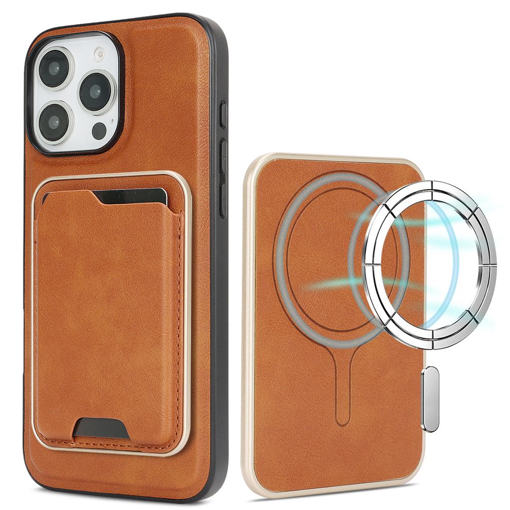For iPhone 13 Pro Max Case Compatible with MagSafe Ultra Thin Card Holder PU Leather Coated TPU Cover