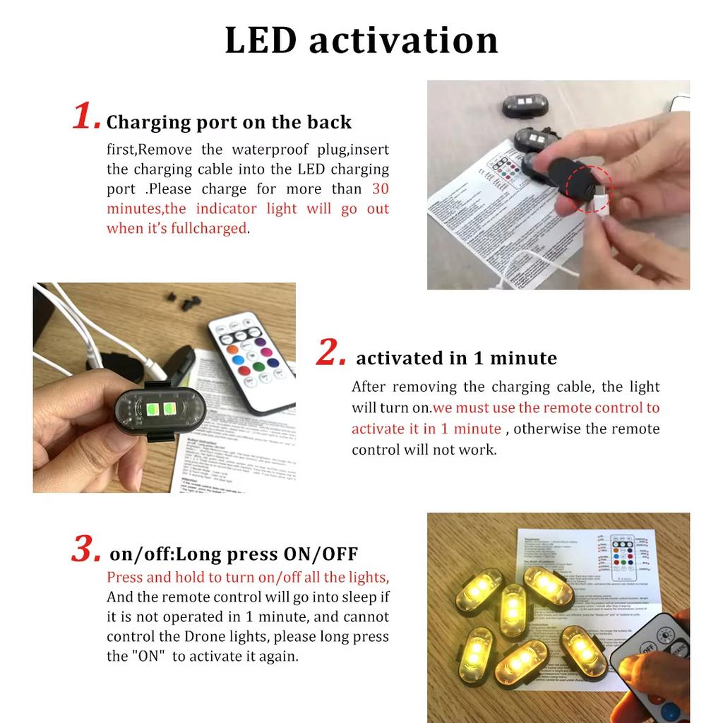 4PCS Car Strobe Light 8Color Remote Motorcycle Flash Led Anti-collision Warning Lamp Waterproof Wireless Remote Control For Bike