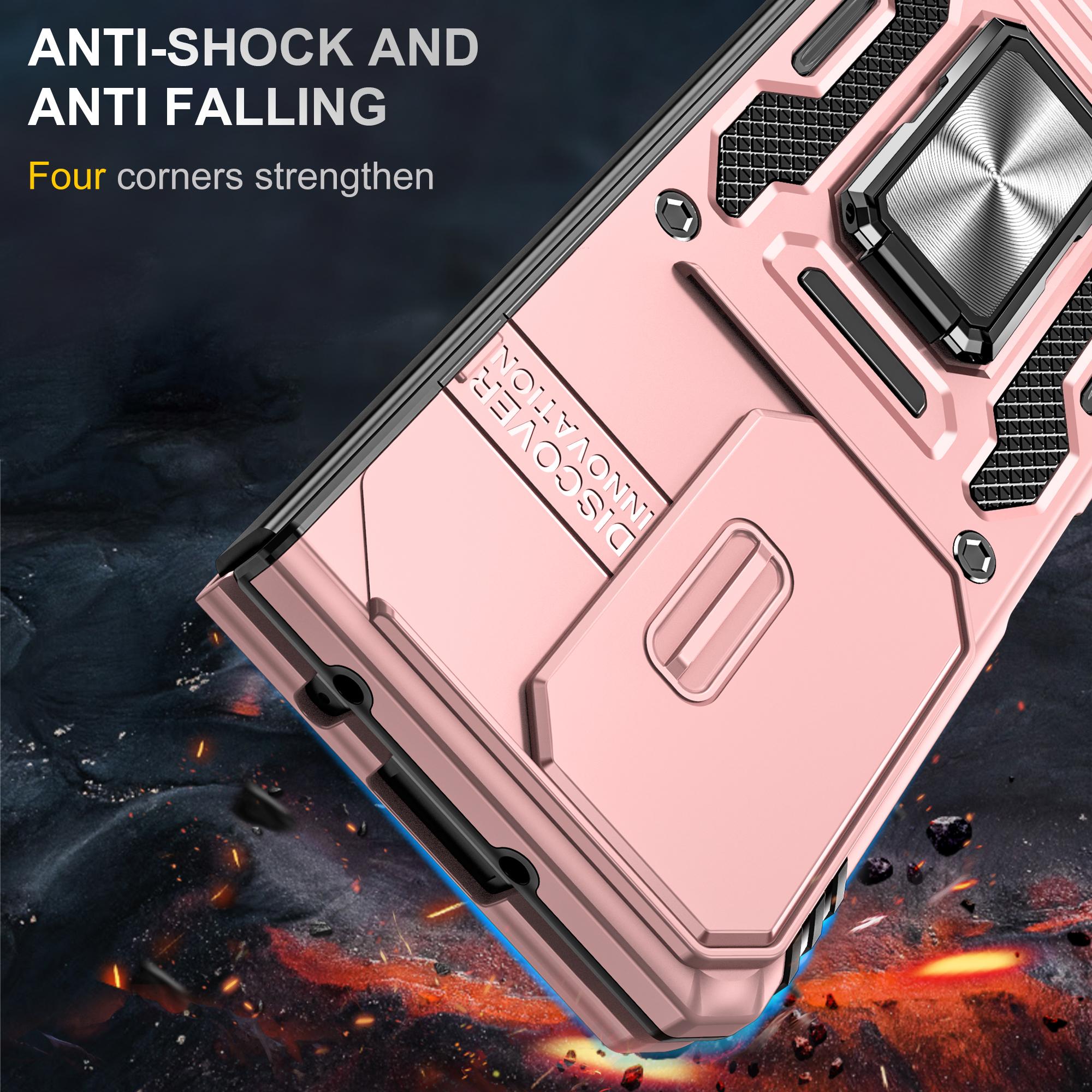 

Armor Series For Samsung Galaxy Z Fold6 5G Kickstand Case Slide Lens Cover PC+TPU Phone Shell Navy Blue