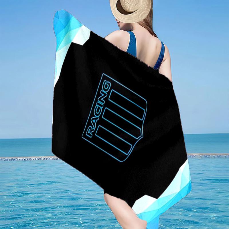 Racing Team Emblem Microfiber Beach Towel, Lightweight And Quick-Dry, for Summer Travel, Beach Essential, Swimming Pool