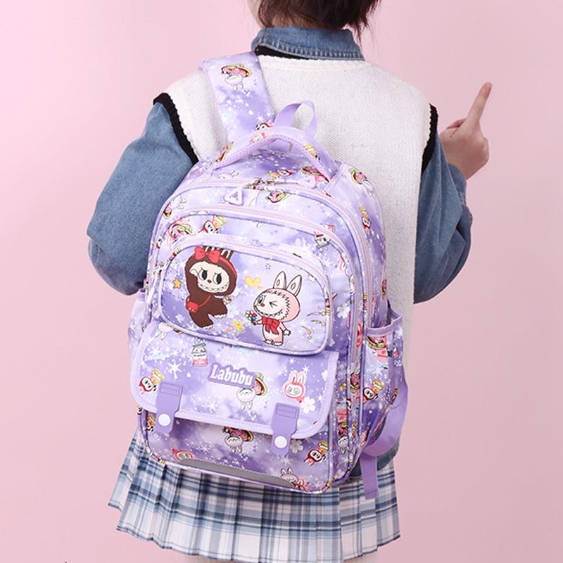 SCIONE New Cute Children's Backpack Cartoon Printed LABUBU Children's Lightweight Waterproof and Wear-resistant Backpack