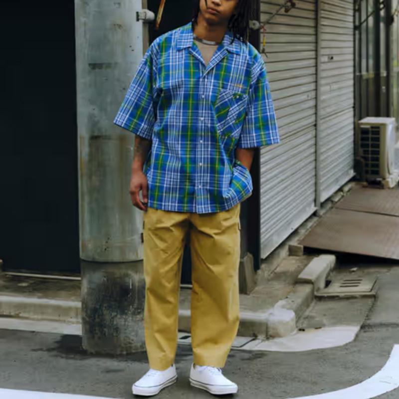 Vans Tokyo Design Collective Plaid Casual Comfortable Short Sleeve Shirt Unisex Shirts Blue-Plaid VN000H2RCYG