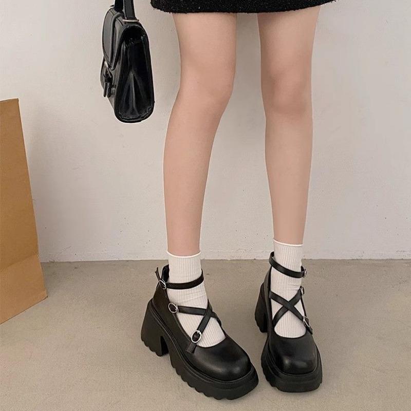 Fashion Women's Shoes Round Toe Block Heel Chunky Heels Japanese Style Lolita Mary Jane Kawaii Gothic Cute Evening Ladies Pumps Fashion