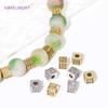 Luxury 18K Gold Plated Brass Pave Zircon Square Spacer Beads For Bracelet Making,Beads Separators,DIY Jewelry Making Findings