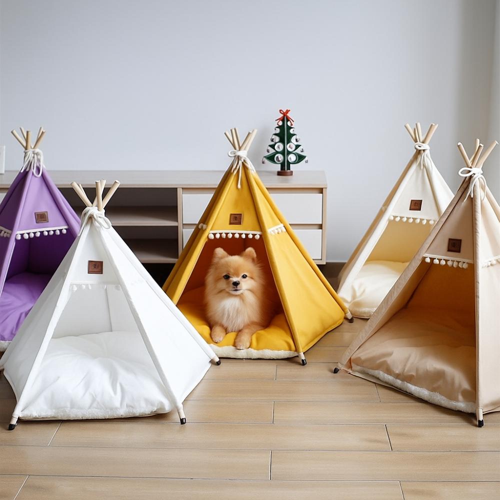 With Thick Cushion Cat Teepee Tent Washable Pet Tent Kennel Pet Bed Dog Tent Bed  Indoor Use