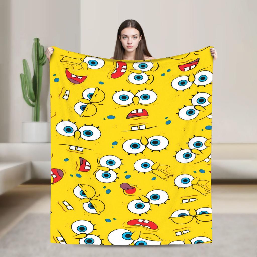 Soft Blanket Children Camping SpongeBobs Bikini Bottom Scene Throw Blanket Flannel Bedspread For Home Decor Sofa Bed Cover