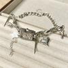 Heart Gothic Rivet Necklace Cross Y2K Tassel Necklace Vintage Watches Pedant Choker  Girls