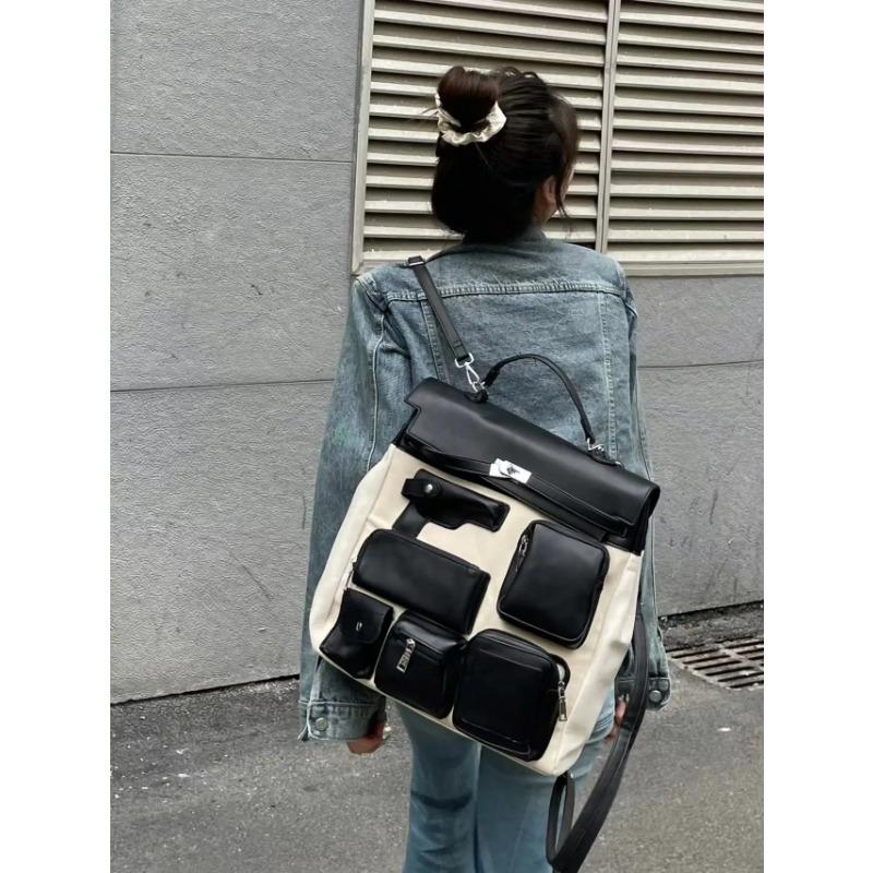 Sac à dos en toile unisexe multi-poches pour moto de créateur, sac d'école, sacs à main, sacs à bandoulière pour femmes, meilleures ventes