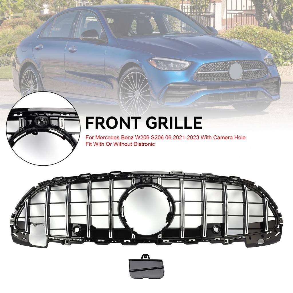 GTR Style Front Bumper Grille Grill W/Camera Fit Mercedes Benz W206 2022-2023