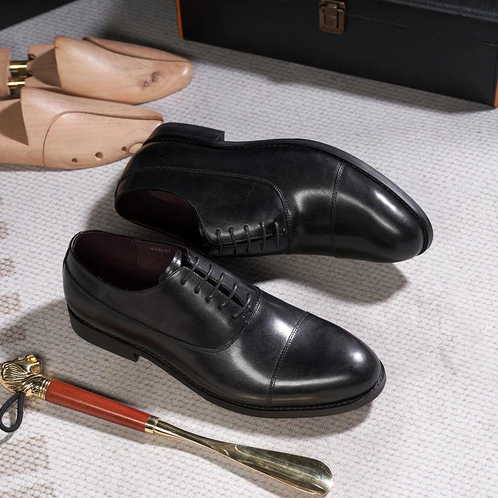 Fashion Luxury Men's Genuine Leather Oxfords Cap Toe Alligator Pattern Snake Print Lace-Up Office Wedding Party Dress Shoes