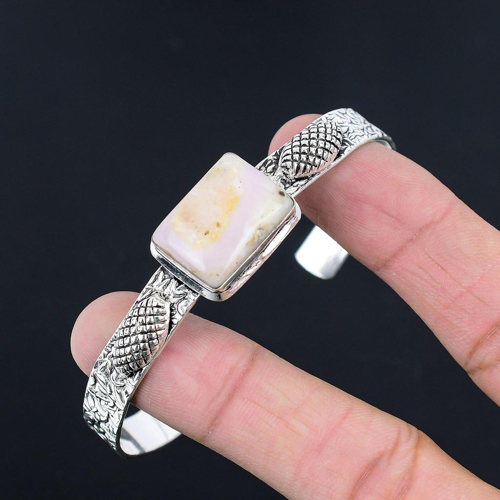 Sisters Day Deal Natural Pink Opal 925 Sterling Silver Wife New Bangle Bracelet
