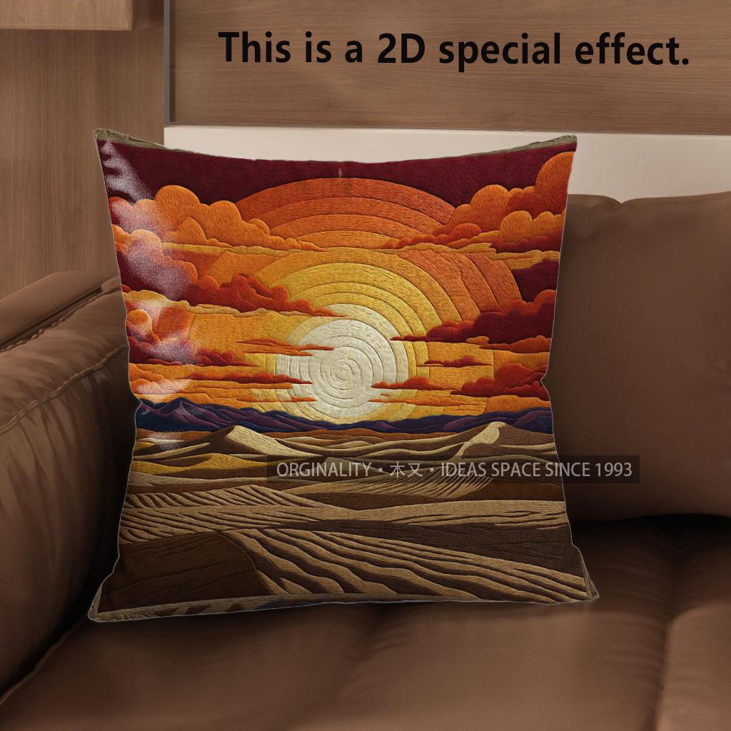 2D Desert Sunset Cactus Throw Pillow Covers** Pattern Cushion Cover Suitable For Sofa Bedroom Car Pillow Cover