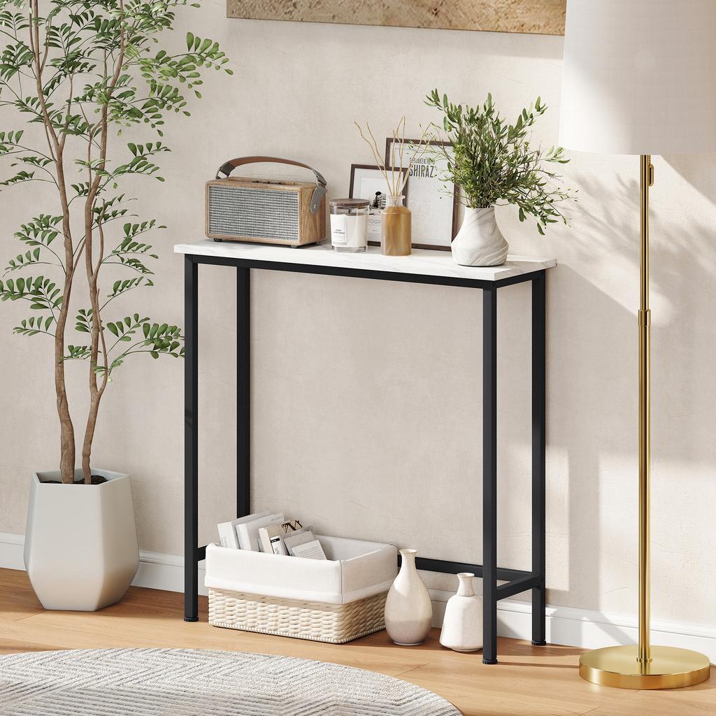 Console Table Hallway Table with Adjustable Foot Pads, Anti-Tip 75 X 24 X 76 Cm for Small Spaces Black
