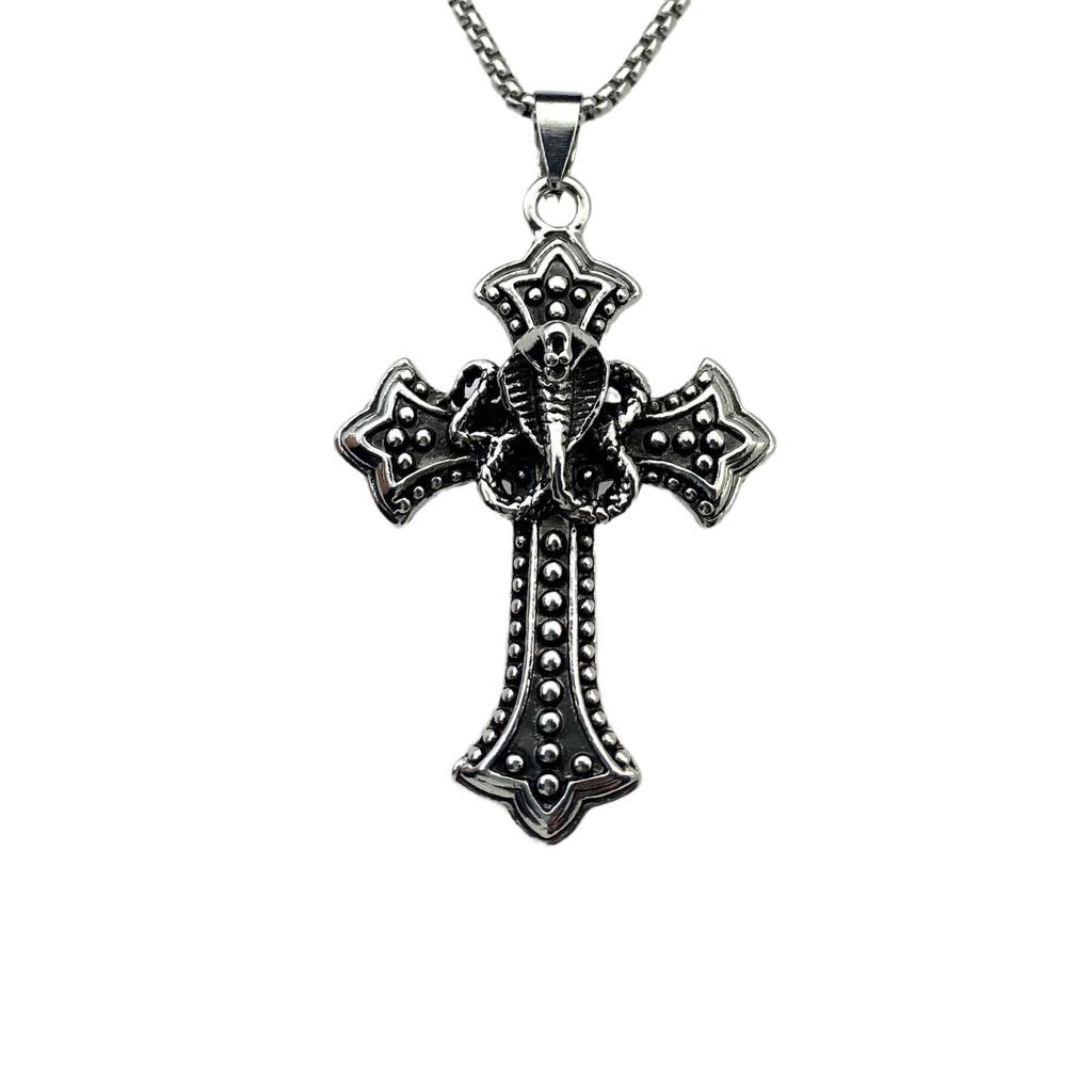 Source Cobra Cross Pendant Necklace Men'S Jewelry Retro Personality Trend Versatile Necklace