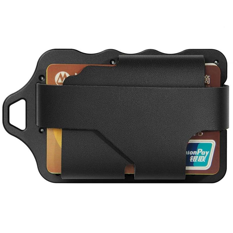 

Outdoor Tactical Metal Card Holder EDC Pouch Multifunction Adjustable Snap Button Leather Card Wallet Protector