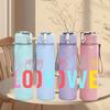 1PC Love Fingers Color Letter 750ml Color Plastic Sports Water Bottle Leakproof Flip Straw Lid Suitable for Sports Office Home Use