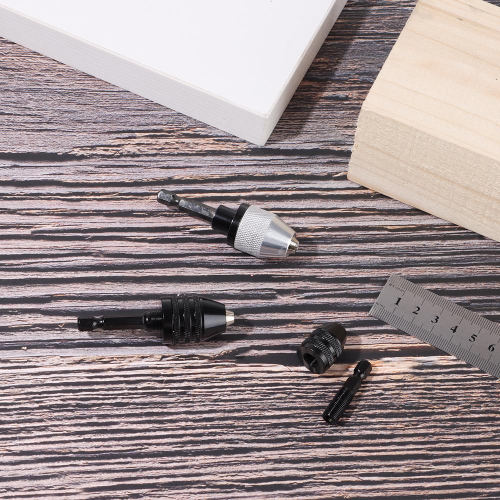 Tool Quick Change Adapter Converter Keyless Drill Chuck Round Shank 1/4" Hex Shank 0.3mm-8mm