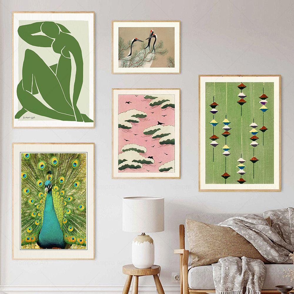 Red Crane Matisse Hokusai Eclectic Gallery Wall Art Canvas Painting Nordic Posters And Prints Picture For Living Room Home Decor