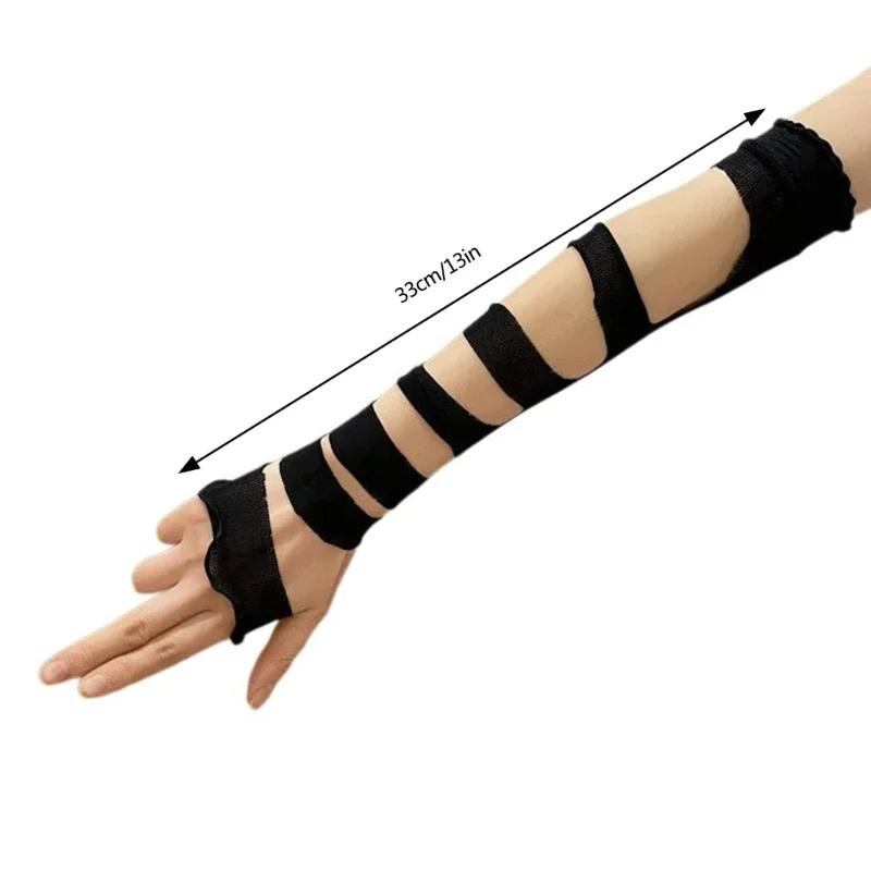 Y2K Fingerless Gloves DIY Strapping Arm Warmer Mesh Arm Sleeves DIY Strapping Sunscreen Sleeves Elastic Arm Warmers Soft Hollow Jk Lace Sleeves