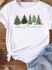 (Asian Size) lovely happy new year Women's Top T Tee merry Christmas festival O-neck Clothing  Print Fashion ladies Graphic T-shirts