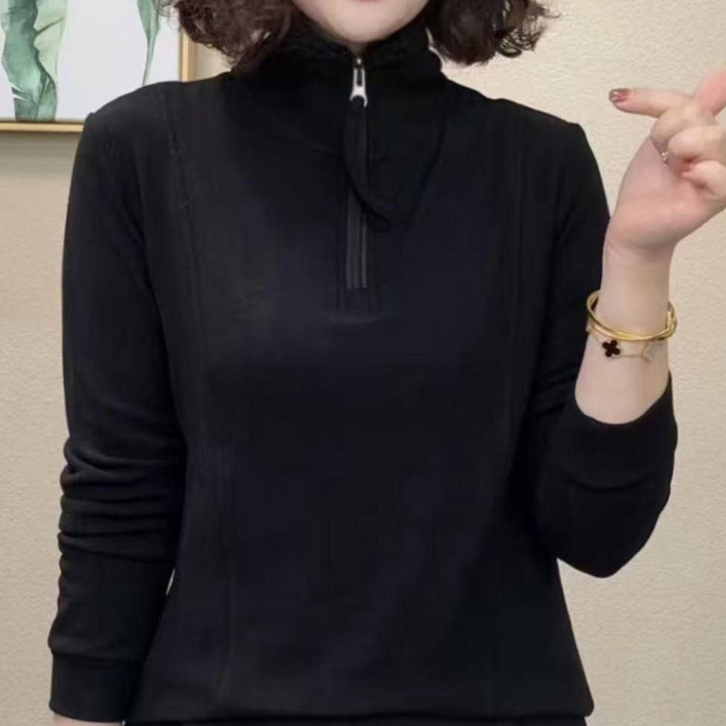 

2026 Spring Elegant Women s Versatile Double-Sided Fleece Slimming Top 4XL 70-77.5 kg чорний