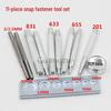 11-Piece Snap Fastener Tool Set with 633/655/831/201 Rivet Base and Hole Punch
