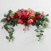 Konstgjord pionblomstergirland med gröna blad Bröllopsfest Båge Blomma Välkomstskylt Dekorativ blomstergirland Dörröverstycke Vägg Fönsterdekor
