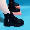 Women's Boots Black Lace Up Platform Ankle Boots Fashion Thick Sole Short S Female Warm Cotton Shoes Winter Snow  2024